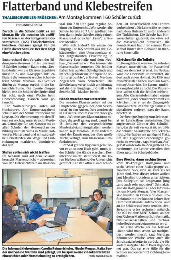 Stufenweise Schulffnung RP 2020
